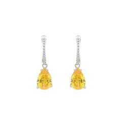 Asfour Crystal Jewelry Set With Yellow Pear Design In 925 Sterling Silver-SD0189-Y-8