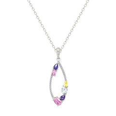 Asfour Crystal Jewelry Set With Multi Color Art Deco Design In 925 Sterling Silver-SD0192-K-8