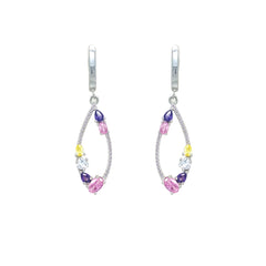 Asfour Crystal Jewelry Set With Multi Color Art Deco Design In 925 Sterling Silver-SD0192-K-8