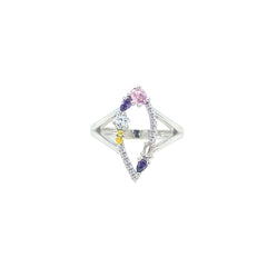 Asfour Crystal Jewelry Set With Multi Color Art Deco Design In 925 Sterling Silver-SD0192-K-8
