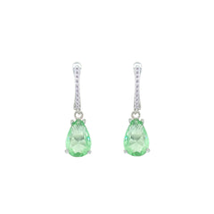Asfour Crystal Jewelry Set With Light Emerald Pear Design In 925 Sterling Silver-SD0198-GL-8