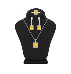 Asfour Crystal Jewelry Set With Yellow Emerald Design In 925 Sterling Silver-SD0199-Y-8