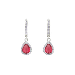 Asfour Crystal Jewelry Set With Dark Rose Pear Design In 925 Sterling Silver-SD0205-O5
