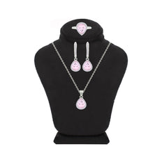 Asfour Crystal Jewelry Set With Rose Pear Design In 925 Sterling Silver-SD0208-O-9