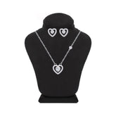Asfour Crystal Jewelry Set Of Necklace & Earrings Necklace & Earrings With Heart Design In 925 Sterling Silver -SM0016