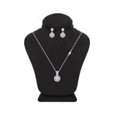 Asfour Crystal Jewelry Set Of Necklace & Earrings With Zircon Round Design In 925 Sterling Silver -SM0018
