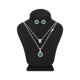 عصفور كريستال طقم فضة عيار 925 بتصميم دائري اخضر مرصع بالزركون - SM0021-G