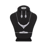 Asfour Crystal Jewelry Set With Art Deco Design In 925 Sterling Silver -SM0023-8