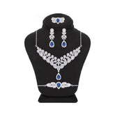 Asfour Crystal Jewelry Set With Art Deco Design In 925 Sterling Silver -SM0024-WB-9
