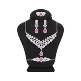 عصفور كريستال طقم فضة عيار 925 بتصميم فني زخرفي مرصع بالزركون - SM0024-WF-7