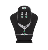 Asfour Crystal Jewelry Set With Art Deco Design In 925 Sterling Silver -SM0024-WG-7