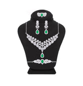 Asfour Crystal Jewelry Set With Art Deco Design In 925 Sterling Silver -SM0024-WG-7