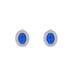 Asfour Crystal Jewelry Set With Blue Oval Design In 925 Sterling Silver -SM0032-B