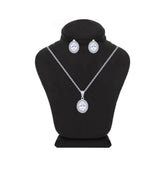 Asfour Crystal Jewelry Set With Zircon Oval Design In 925 Sterling Silver -SM0032