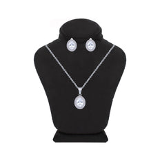 Asfour Crystal Jewelry Set With Zircon Oval Design In 925 Sterling Silver -SM0032