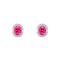 Asfour Crystal Jewelry Set With Fuchsia Oval Design In 925 Sterling Silver -SM0033-F