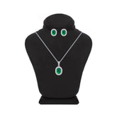 Asfour Crystal Jewelry Set With Emerald Oval Design In 925 Sterling Silver -SM0033-G
