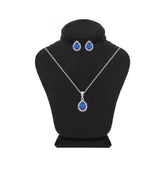 Asfour Crystal Jewelry Set With Blue Pear Design In 925 Sterling Silver -SM0035-B