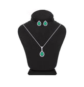 Asfour Crystal Jewelry Set With Emerald Pear Design In 925 Sterling Silver -SM0035-G