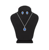 Asfour Crystal jewelry Set With Blue Pear Design Inlaid With Zircon In 925 Sterling Silver-SM0039-B