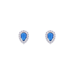 Asfour Crystal jewelry Set With Blue Pear Design Inlaid With Zircon In 925 Sterling Silver-SM0039-B