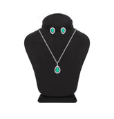 Asfour Crystal jewelry Set With Emerald Pear Design Inlaid With Zircon In 925 Sterling Silver-SM0039-G