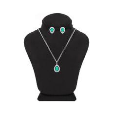 Asfour Creations Jewelry Set With Emerald Pear Design Inlaid With Zircon In 925 Sterling Silver – SM0039-G