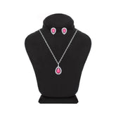 Asfour Crystal jewelry Set With Dark Rose Pear Design Inlaid With Zircon In 925 Sterling Silver-SM0039-O5