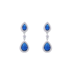 Asfour Creations Jewelry Set With Blue Pear Design Inlaid With Zircon In 925 Sterling Silver – SM0040-WB