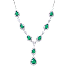 Asfour Creations Jewelry Set With Emerald Pear Design Inlaid With Zircon In 925 Sterling Silver – SM0040-WG