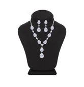 Asfour Crystal jewelry Set With Pear Design Inlaid With Zircon In 925 Sterling Silver-SM0040