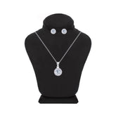 Asfour Crystal Jewelry Set With Round Design Inlaid With Zircon In 925 Sterling Silver-SM0042