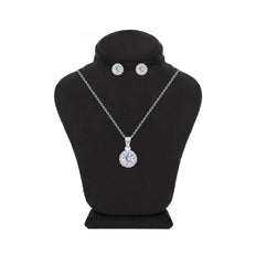 Asfour Creations Jewelry Set With Round Design Inlaid With Zircon In 925 Sterling Silver – SM0042
