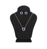 Asfour Crystal Jewelry Set With Blue Heart Design Inlaid With Zircon In 925 Sterling Silver-SM0043-B