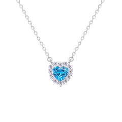 Asfour Creations Jewelry Set With Aquamarine Heart Design Inlaid With Zircon In 925 Sterling Silver – SM0043-M