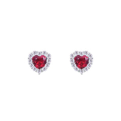 Asfour Crystal Jewelry Set With Ruby Heart Design Inlaid With Zircon In 925 Sterling Silver-SM0043-R
