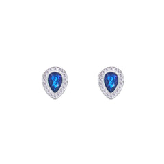 Asfour Creations Jewelry Set With Blue Pear Design Inlaid With Zircon In 925 Sterling Silver – SM0044-BXN