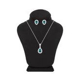Asfour Crystal Jewelry Set With Emerald Pear Design Inlaid With Zircon In 925 Sterling Silver-SM0044-Z