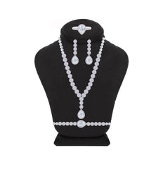 Asfour Creations Jewelry Set With Round & Pear Design Inlaid With Zircon In 925 Sterling Silver – SM0047-7