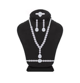 Asfour Crystal jewelry Set With Round & Pear Design Inlaid With Zircon In 925 Sterling Silver-SM0047-8