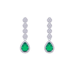 Asfour Crystal jewelry Set With Emerald Round & Pear Design Inlaid With Zircon In 925 Sterling Silver-SM0047-WG-7