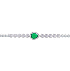 Asfour Crystal jewelry Set With Emerald Round & Pear Design Inlaid With Zircon In 925 Sterling Silver-SM0047-WG-7
