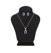 Asfour Crystal Jewelry Set With Blue Emerald Design Inlaid With Zircon In 925 Sterling Silver-SM0049-B