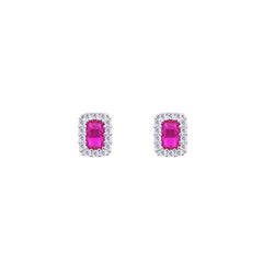 Asfour Crystal Jewelry Set With Fuchsia Emerald Design Inlaid With Zircon In 925 Sterling Silver-SM0049-F