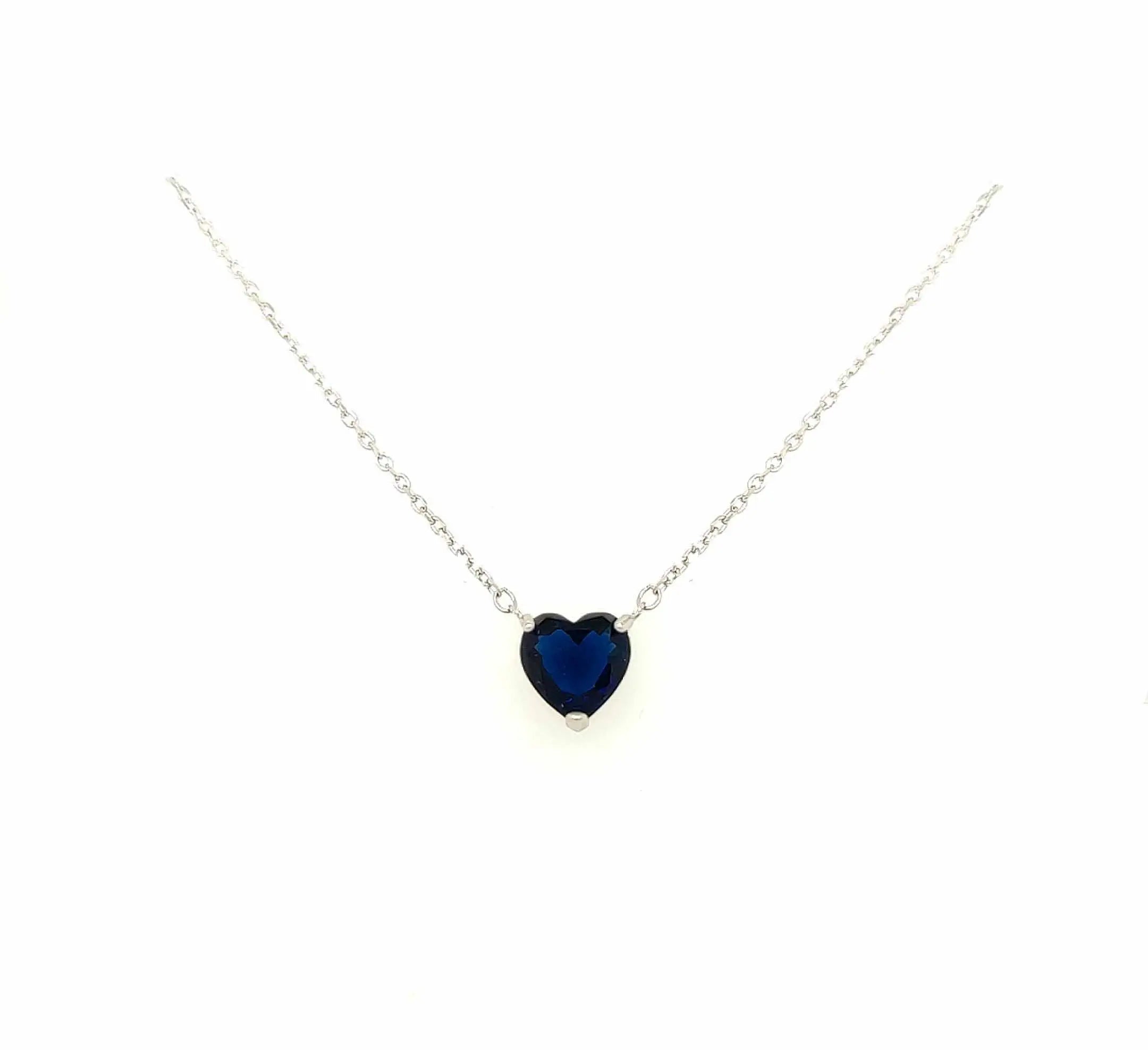 Silver Necklace With Black Crystal Heart Shape-Necklaces-Asfour Crystal