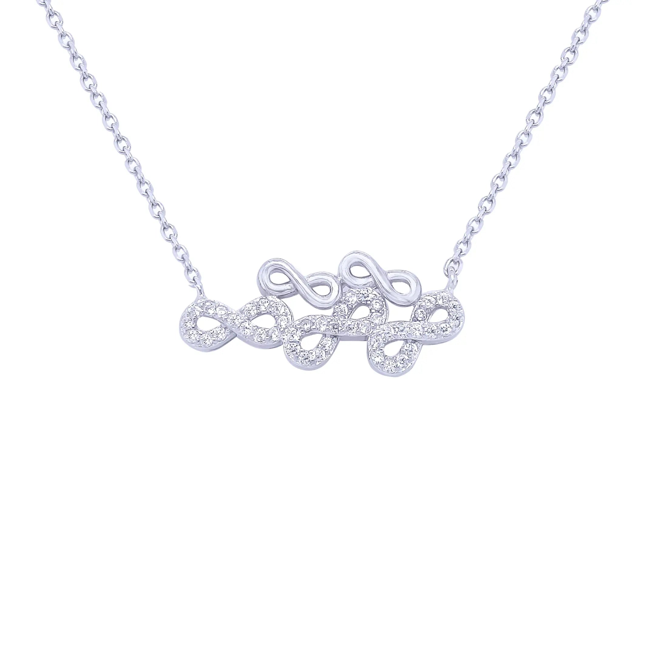 Sterling Silver Necklace With Infinity Pendant-Necklaces-Asfour Crystal