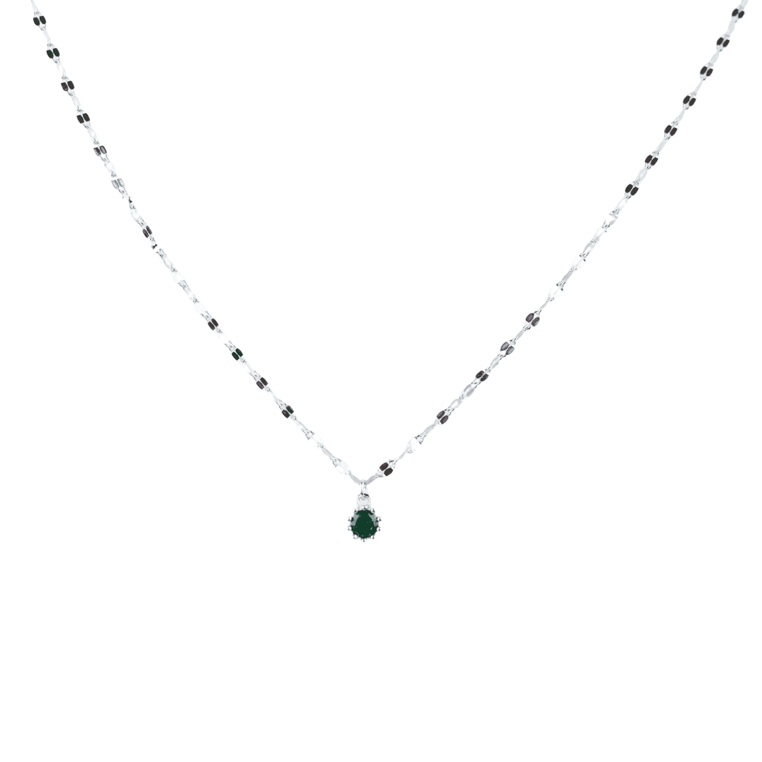 Asfour rounded Zircon Stone 925 Silver Necklace - N1911-S