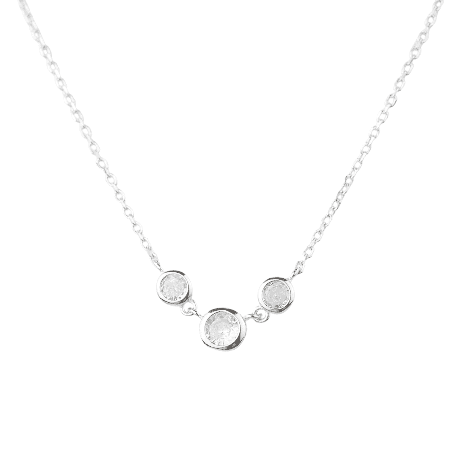 Asfour rounded Zircon Stone 925 Silver Necklace - N1920