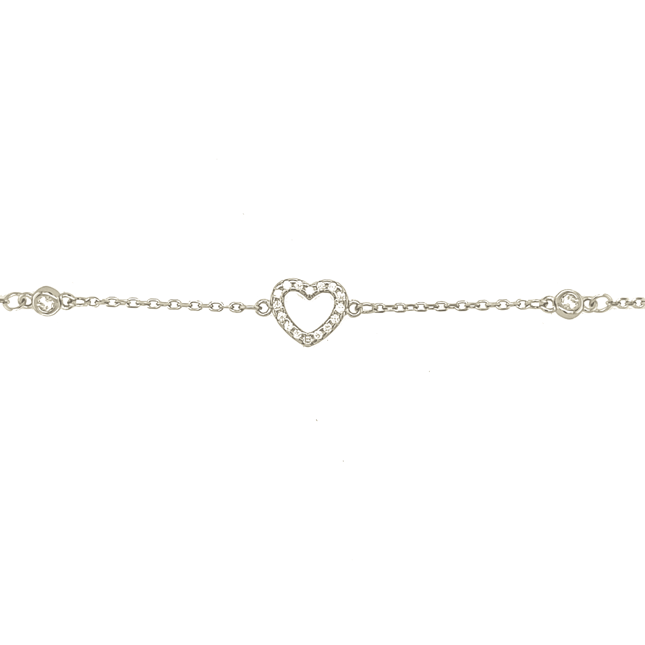 Asfour rounded Zircon Stone Silver 925 Chain Bracelet - BR0055