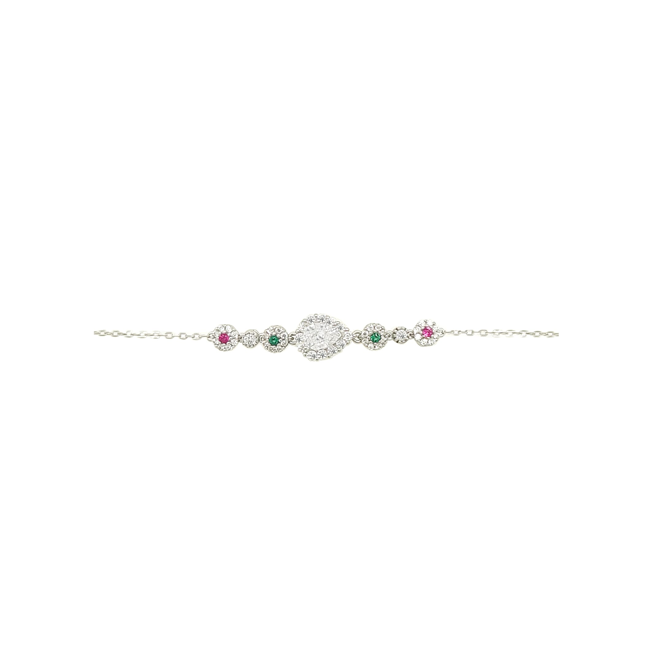 Asfour Crystal 925 Sterling Silver Bracelet With Pear Design
